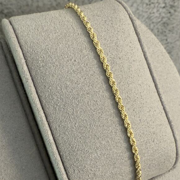 10k Yellow Gold Diamond Cut Rope Bracelet 6.5in, 1.9mm, ITALY~NEW - Picture 3 of 7